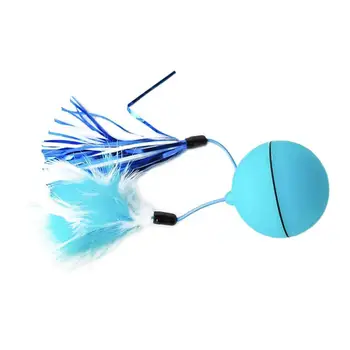 

Interactive Training Cat Toys, LED Light Cat Chasers Ball Rechargeable Entertainment Toy With Detachable Feather,,