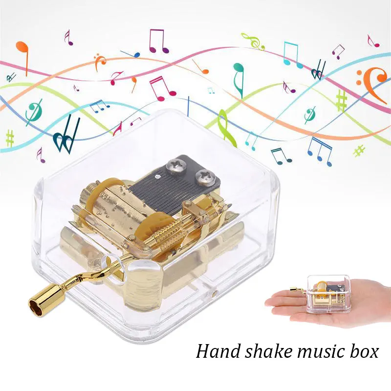 

Clockwork Music Box Acrylic Music Box Decorations Decor Hand Crank Kid Ornaments Movement Gift Birthday Crafts Jolty Music Box