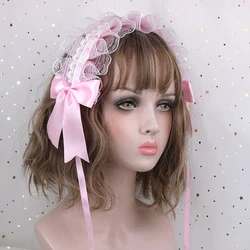 Lovely Sweet Hair Hoop Anime Maid Cosplay Headband Lolita Lace Flower Headwear Hair Accessory Hand Made for Girls Gift