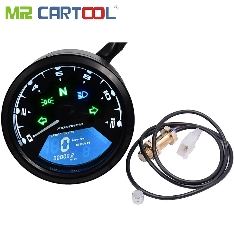 

Motorcycle Speedometer Universal Modified Instrument Odometer Digital Oil Meter Tachometer Gauge Dual Speed LCD Screen