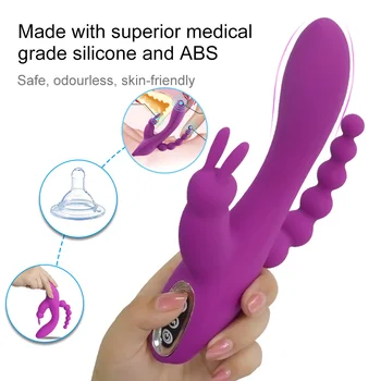 3 In 1 Dildo Rabbit Vibrator Waterproof USB Magnetic Rechargeable Anal Clit Vibrator Sex Toys For Women Couples Sex Shop 2