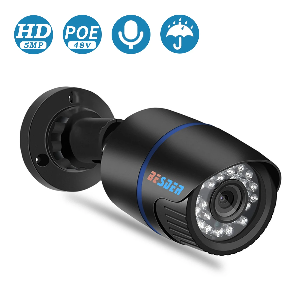 BESDER H.265 IP POE камера безопасности 5MP 3MP 2MP наружная Водонепроницаемая