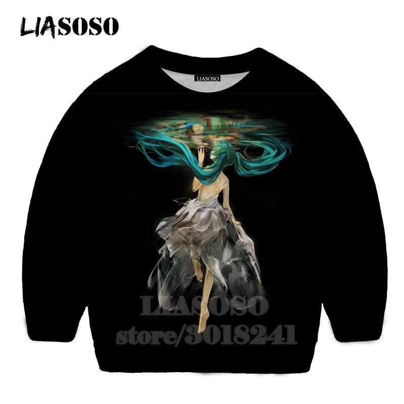 LIASOSO детей толстовки 3D принт аниме девочка Hatsune Толстовка Miku музыки детей мальчиков и девочек с круглым вырезом в стиле «хип-хоп» Детский свитер для подростков B174 - Цвет: 20