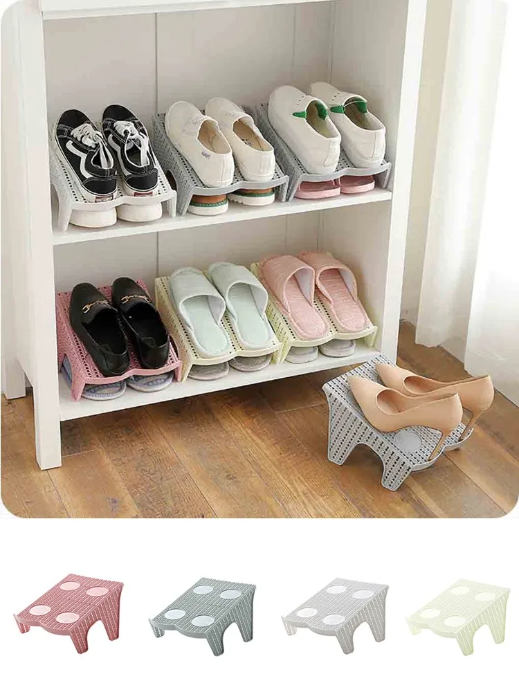 Shoe Slots Double Layer Plastic Space Saver Holder Shoes Box Organizer Storage Stand Holder Wholesale