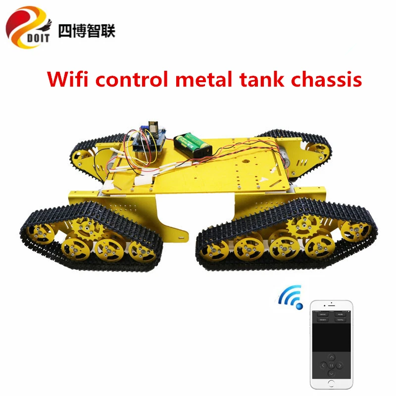 SZDOIT Wifi/Bluetooth/ручка беспроводной пульт дистанционного управления 4WD Металл T900 амортизирующий RC робот танк шасси комплект DIY для Arduino