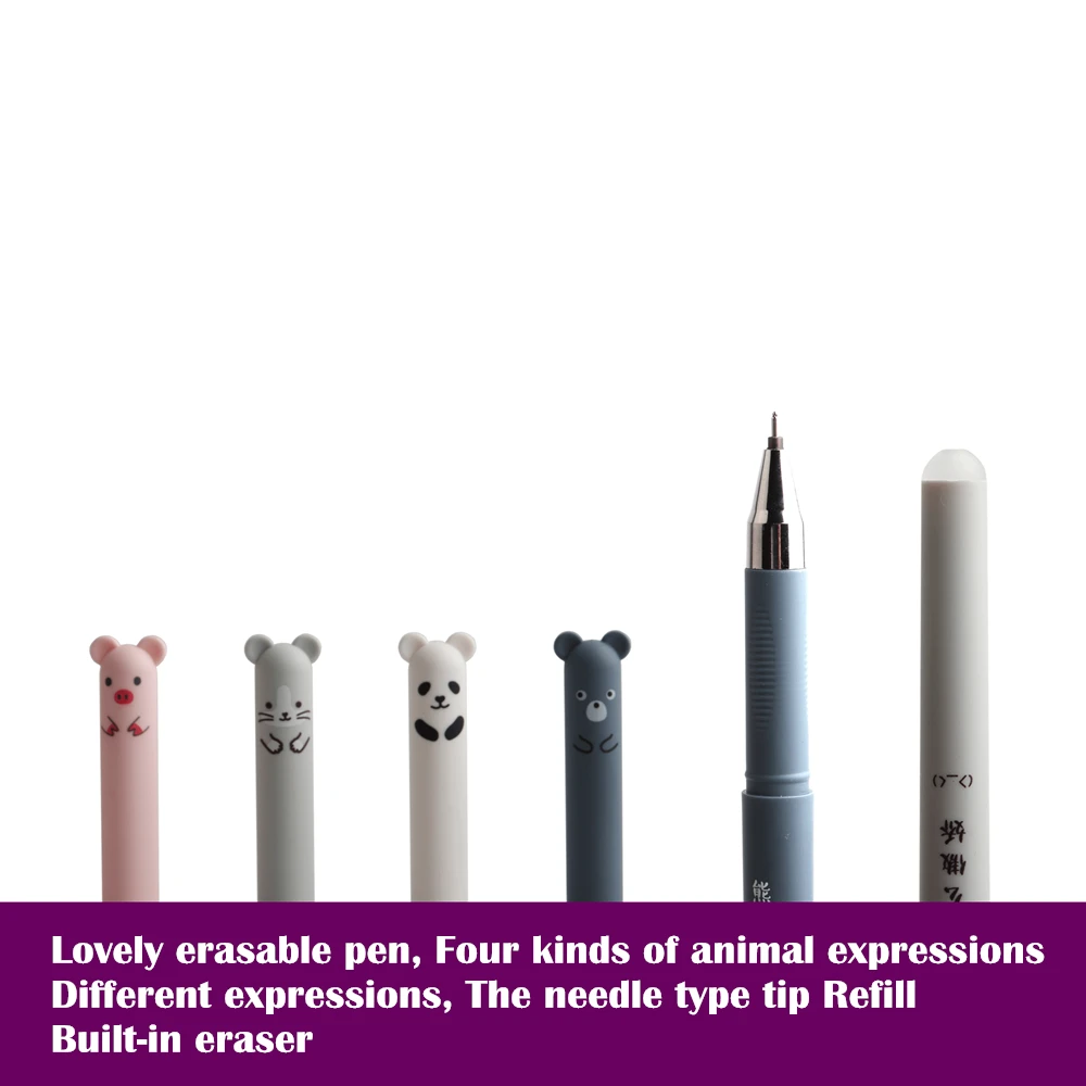 30+4 Pcs/set A Pen Kawaii Pig Bear Cat Mouse Erasable Gel Pen School Office Supplies Stationery Gift 0.35mm Blue Black Red Ink 2