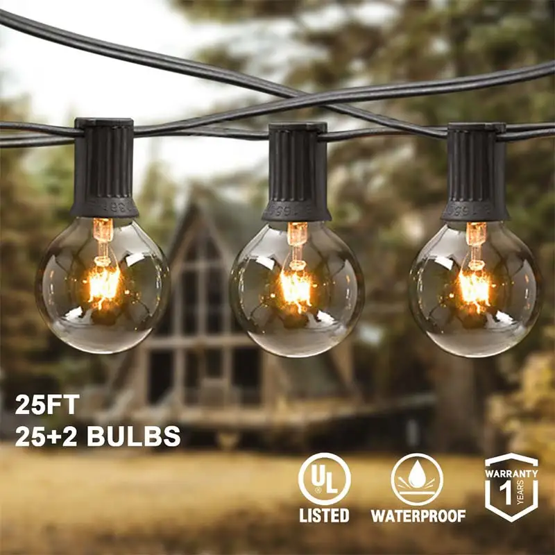 

25 pcs LED retro bulb lamp outdoor garden lantern string outdoor party garden decoration warm white energy-saving bulb 25 feet