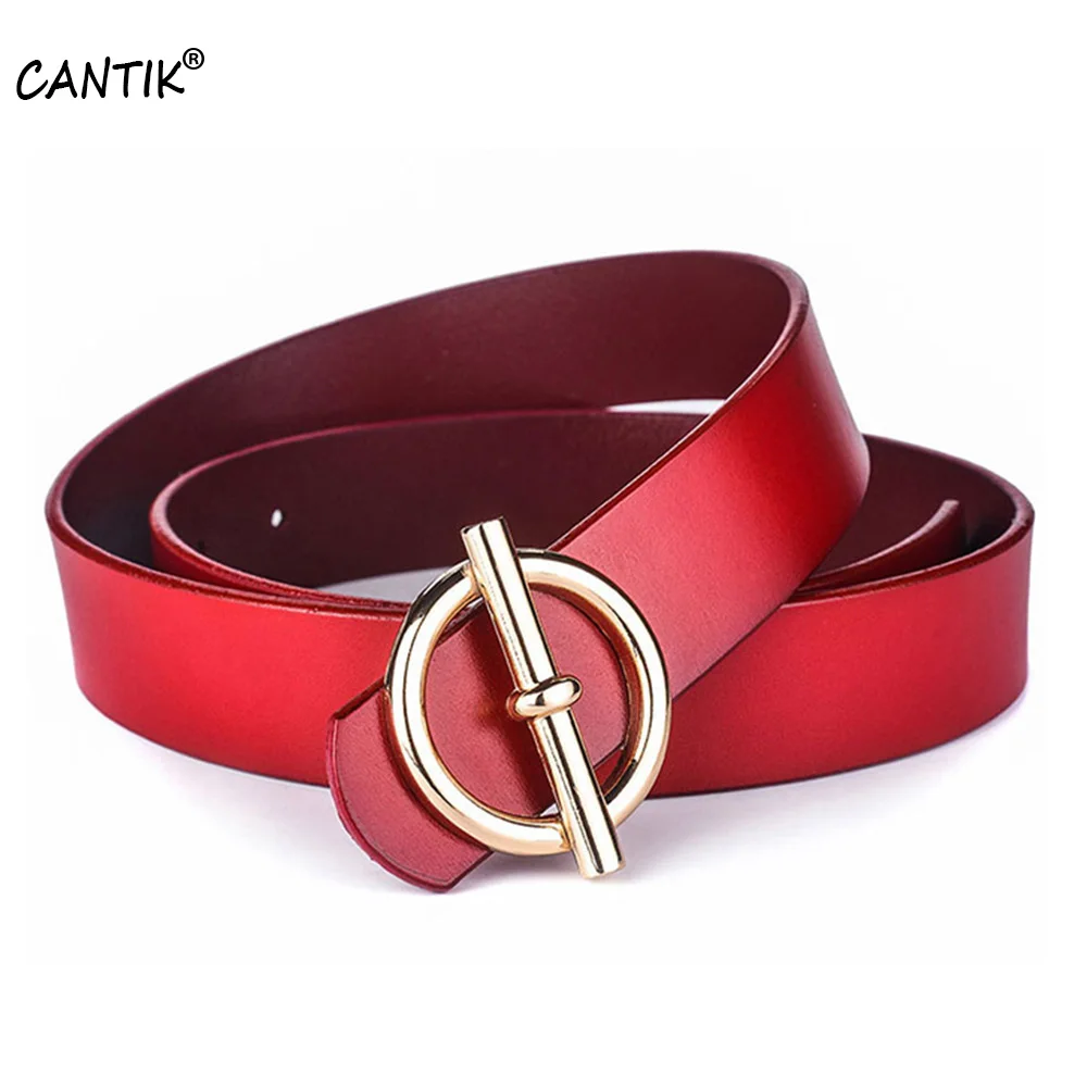 

CANTIK дамское кольцо скольжения пряжки металлические предметы одежды аксессуары для женщин одежда высшего качества из натуральной телячьей кожи ремни 2,8 см ширина FCA057