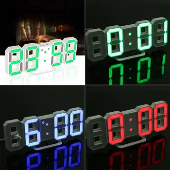 

ed Digital Clock Alarm Clock Table Clock despertador 24 or 12-Hour Display Alarm Snooze 8888 Display Blue Green Red White