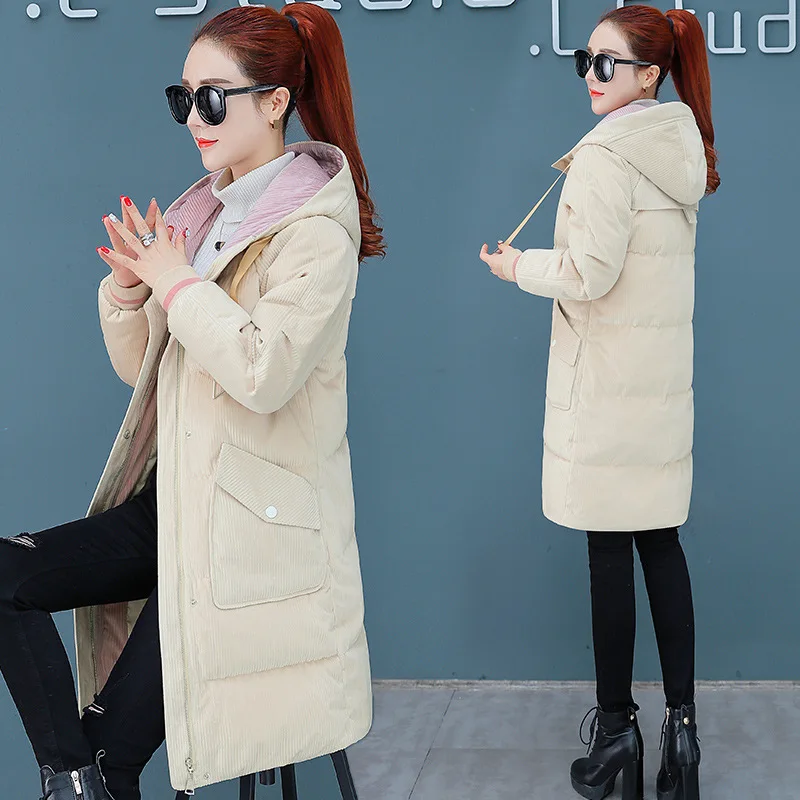 

2019 WOMEN'S Dress Autumn & Winter Solid Color Hooded Zipper Cardigan plus Thick Cotton Symmetric Pocket Casual Mid-length Cotto