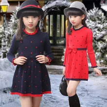 Детские платья для девочек, Зимний вязаный свитер платье для девочек детская одежда с длинными рукавами для рождественской вечеринки одежда на год 9 10 12