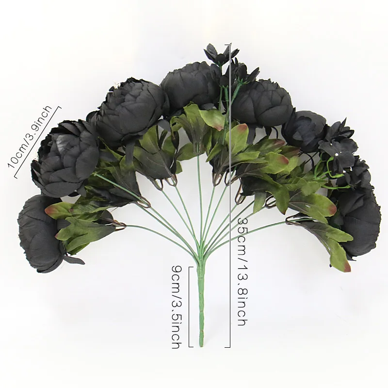 Tinsow Bouquet di crisantemi finti neri, 12 pezzi, per casa, feste di Halloween, raccolti autunnali, festival, decorazione (nero, 12