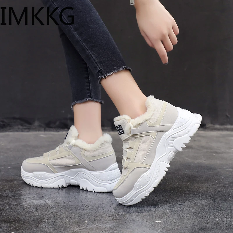 Женская Теплая обувь на платформе Повседневные Плюшевые кроссовки из