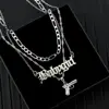 Flatfoosie Punk Hip Hop Silver Color Pistol Pendant Necklace Women Multilayer Babygirl Letter Clavicle Chain Necklace Jewelry ► Photo 1/6