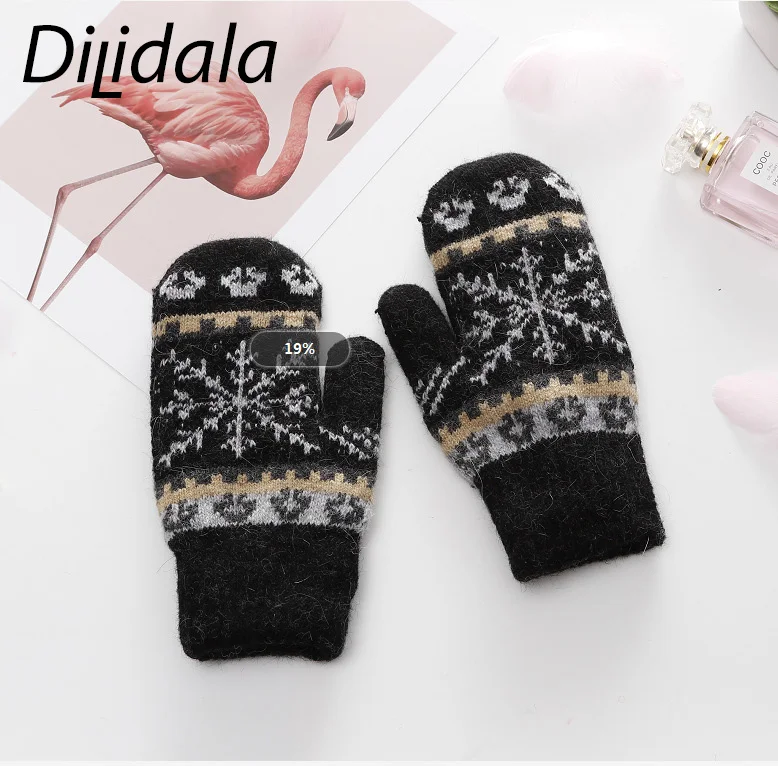 Dilidala зимние новые кашемировые женские перчатки, уличные теплые перчатки с защитой от холода, высококачественные теплые модные милые перчатки со снежинками