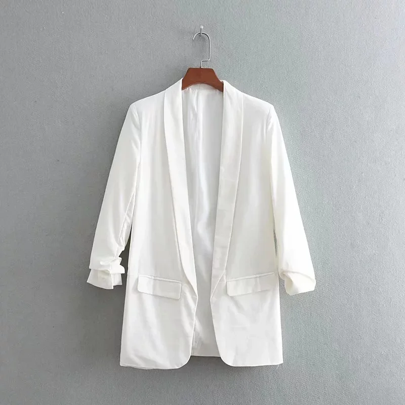 Autumn New Style Ozhouzhan WOMEN'S Dress Pleated Sleeve Casual Suit Long-sleeved Coat