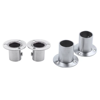 

4Pcs Wardrobe Tube Stainless Steel Rail Rod End Support Bracket 19mm & 25mm