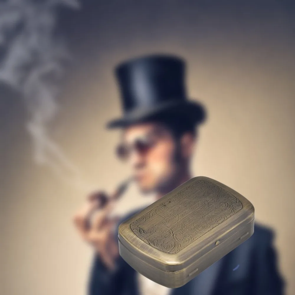 Портативный металлический портсигар, металлическая пепельница Humidor табачная коробка портсигар серый