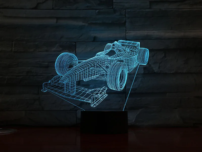 3D лампа Формула 1 изменение цвета гоночного автомобиля с пультом дистанционного