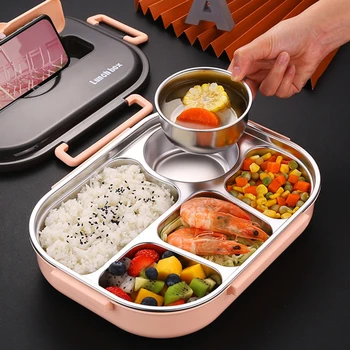 

304 Stainless Steel Lunch Box Japanese Style Compartment Bento Box Portable Food Container for Kids Adult Bento Box Leak-Proof