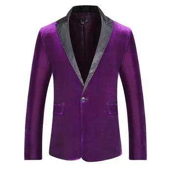 

Mens blazer slim fit suit jacket black navy blue velvet 2020 spring autumn outwear coat Satin Lapel Suits For Men