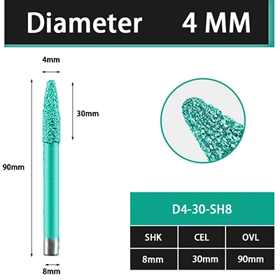 UCHEER 1 шт. коническая пайка камня гравировальные биты SHK6-10mm инструменты для резьбы по мрамору фрезерный станок с ЧПУ фрезерный станок для гранита - Длина режущей кромки: d4-30l-D8-90L-zd