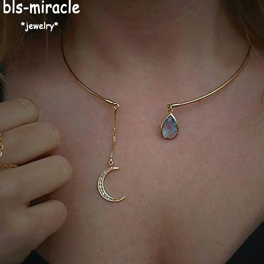 Bls-miracle богемное ожерелье с кулоном и кристаллами для женщин Новинка, ожерелье с капельками воды, колье, массивное ювелирное изделие N425 - Окраска металла: NE-0268