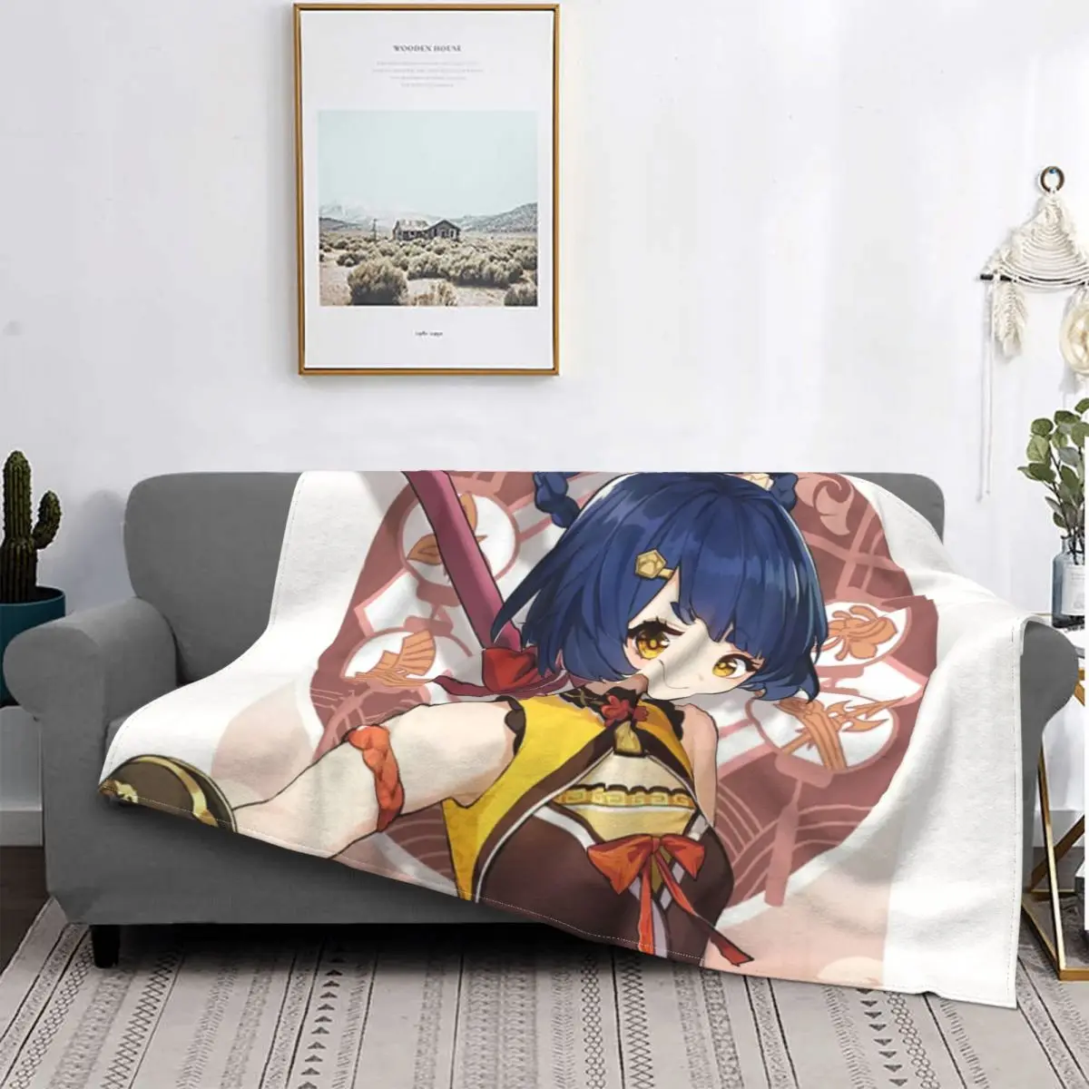 

Xiangling - Genshin Impact Blanket Flannel Fleece Anime Plush Thick Decoration Throw Blanket For Bedspread BedSheet Picnic Cover