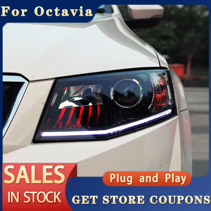 For Car Skoda Octavia Headlights 20152017 DRL Daytime Running Lights