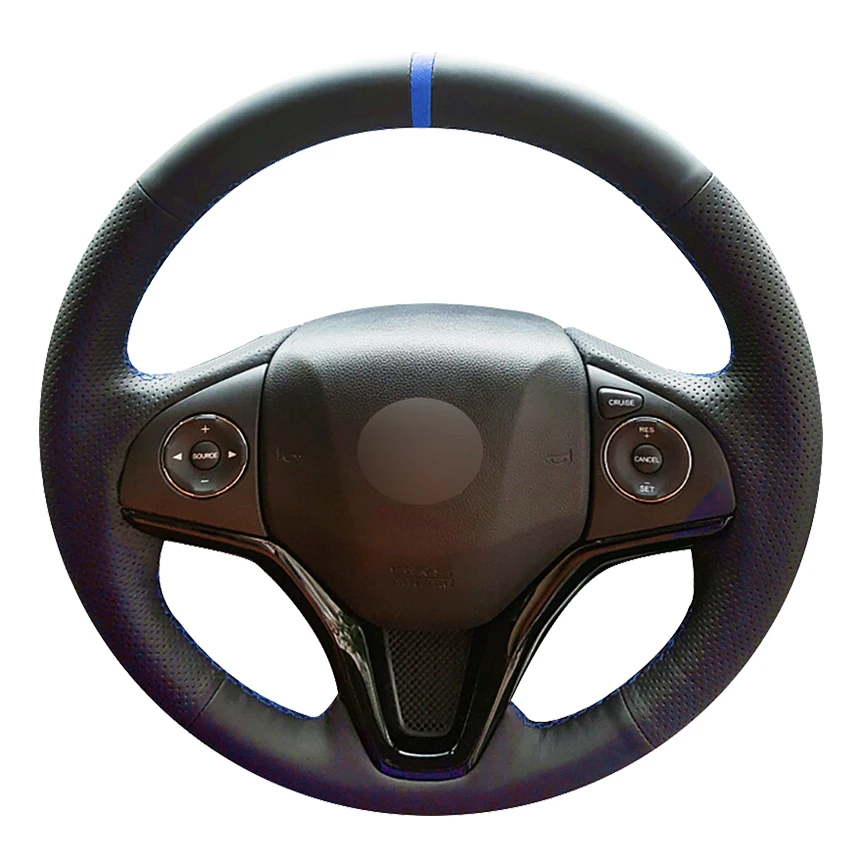 Black Artificial Leather Car Steering Wheel Cover For Honda Fit City