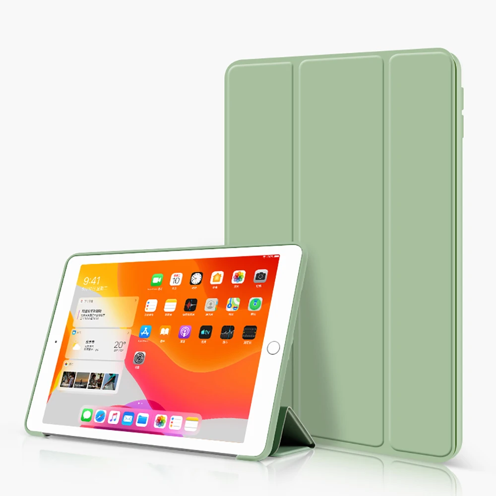 7-го поколения, трехслойный смарт-чехол, funda для iPad, 10,2 дюймов, Автоматический Режим сна/пробуждения, светильник, весовая подставка, силиконовый чехол, A2200, A2198, A2197
