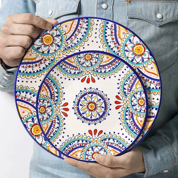 

Tableware Ceramic Dinner Plate Set Dish 8/10 Inch Porcelain Cute Dessert Plate Dinnerware Mediterranean Fruit Western Plate