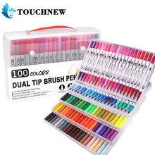 Touchnew dupla ponta escova marcador canetas fineliner canetas aquarela desenho marcador para colorir