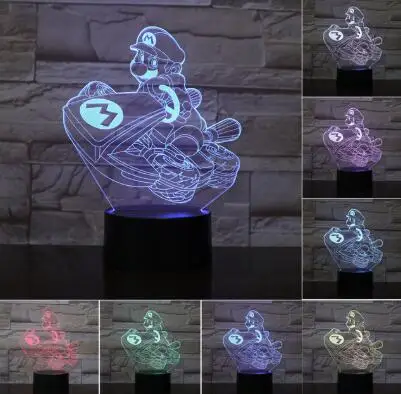 Супер Марио 3D светодиодный Ночной светильник Супер Марио и Луиджи Йоши 7 цветов Изменение лампа украшение комнаты фигурку игрушка для Рождественский подарок; Прямая поставка - Испускаемый цвет: Model 5