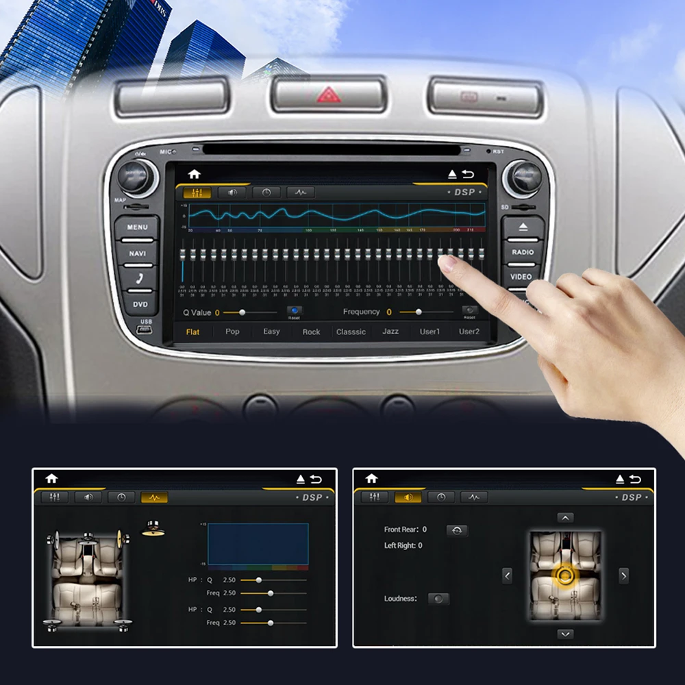 Eunavi 2 din Android 9.0 Car DVD Radio Multimedia GPS for FORD Focus Mondeo S-MAX C-MAX Galaxy 4G 6