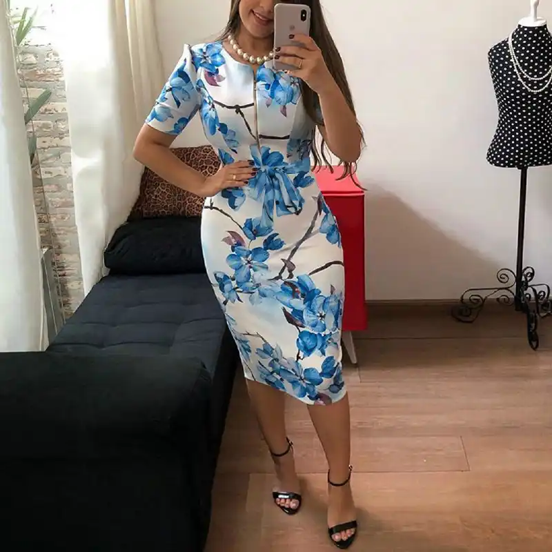 short sleeve midi dress formal