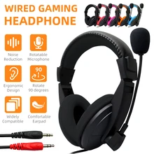 Stereo Over Ear Wired Gaming Headphone For PC Gamer Music Hifi MP3 MP4 3 5mm Audio Cable Headset For Computer Laptop Cellphone