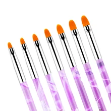 7 個アクリルネイルアートブラシセット Uv ジェルネイルポリッシュのための絵画ブラシペンライン花描画ペンゲルマニキュアツール(China)