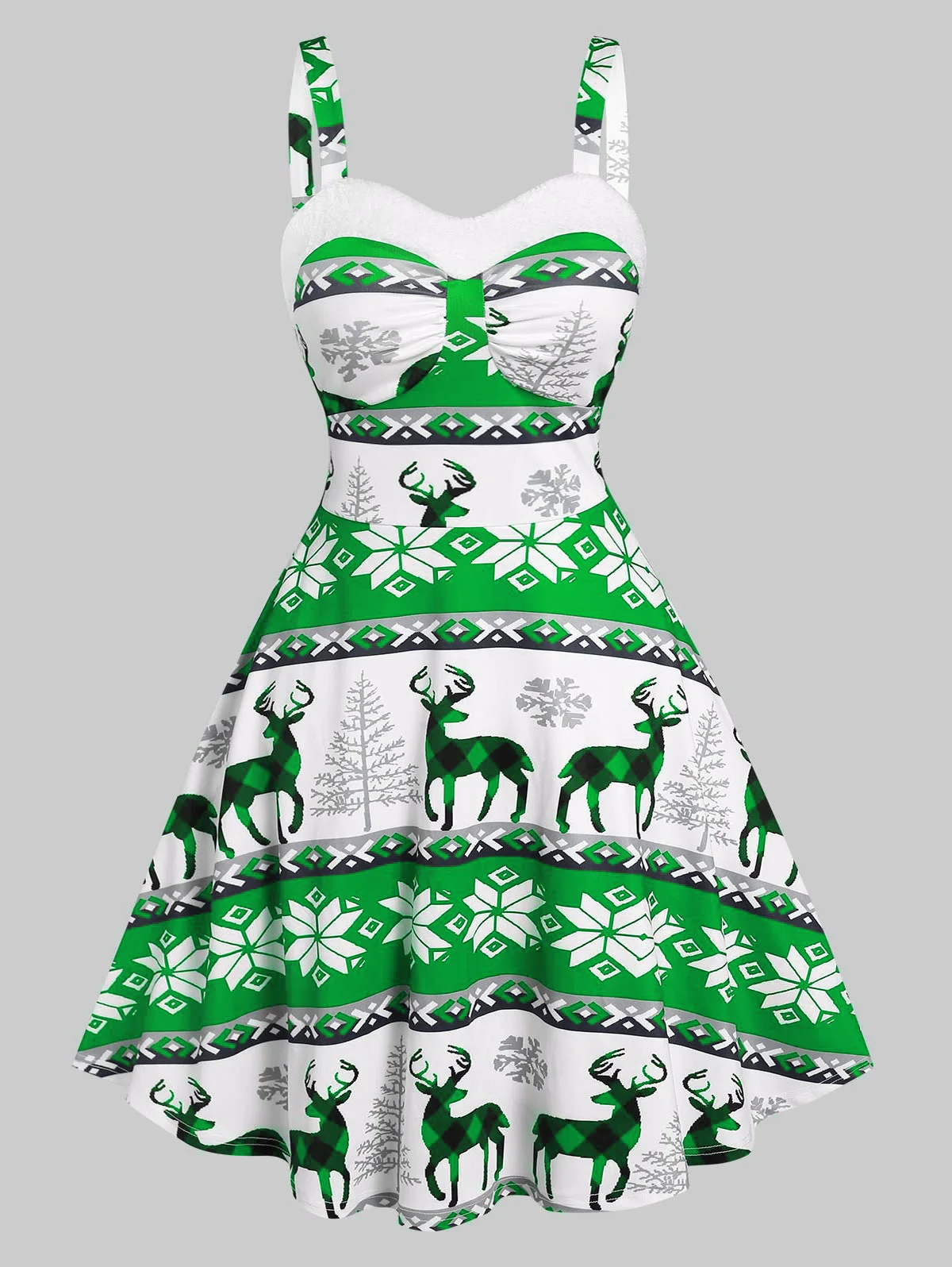 Wipalo Christmas Elk Snowflake Print Sleeveless Dress | Женская одежда