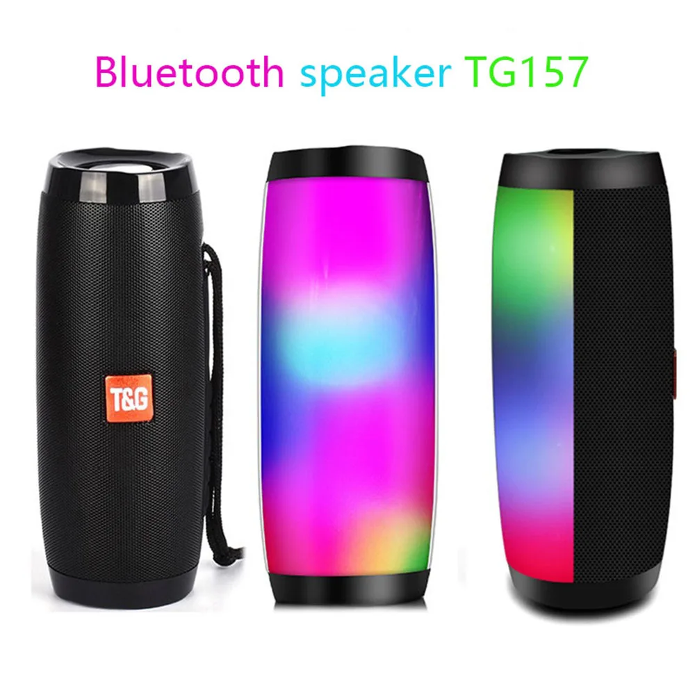 Wireless Bluetooth Speaker Portable Speaker Powerful Outdoor Subwoofer with LED Light Support HIFI TF FM Radio TG157