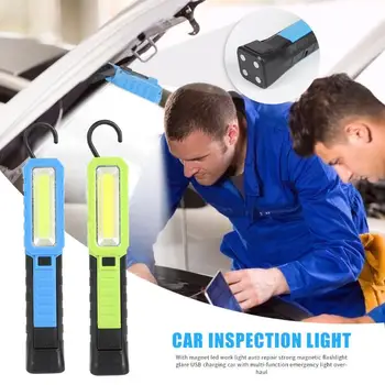 

Portable LED COB Working Light Flashlight Torch Press Switch Household Emergency with Hanging Hook Magnetic Lamp 210x40x35mm