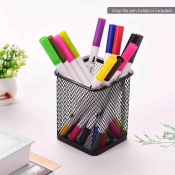 

Mesh Pen Pencil Holder Metal Mesh Pen Organizer Storage Stationery Container Square Padded Base for Desk Organizer