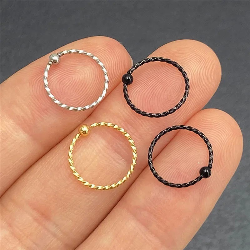 Nose-Ring Nostril Titanium-Bead Body-Jewelry Helix Cartilage Flower Part Tiny