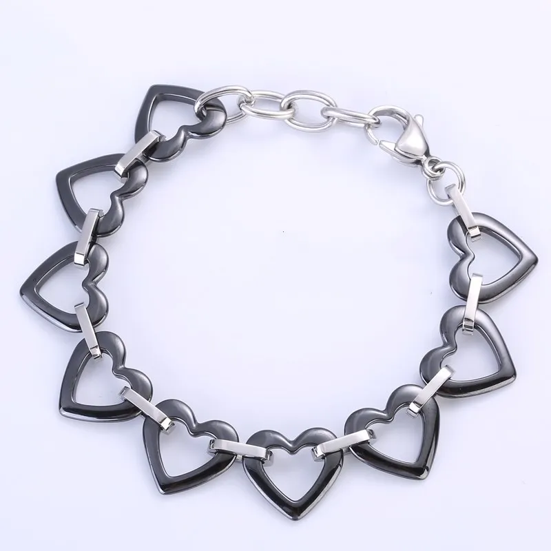 LOSTSOUL модный Уникальный Керамический браслет в форме сердца, европейский стиль, простой элегантный женский браслет из нержавеющей стали