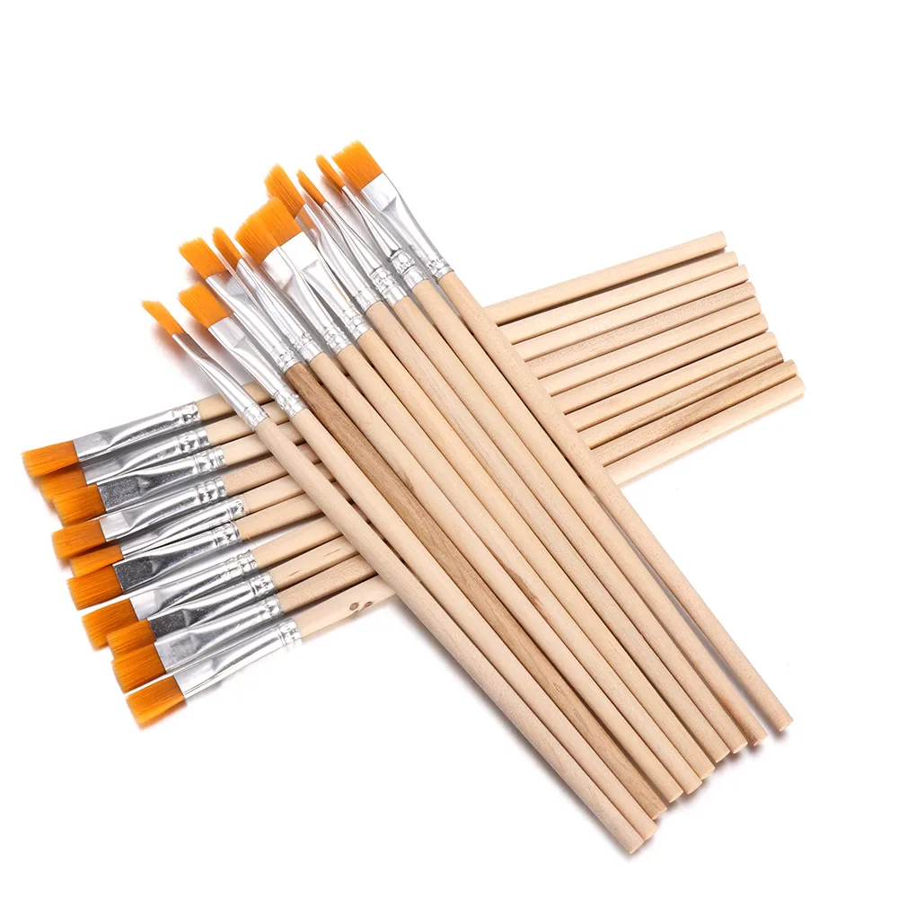 120Pcs Flat Round Paint Brushes Set Kids Painting Brush Small