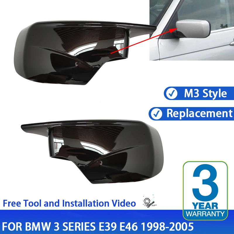 

2021 M3 M4 Styple яркий черный боковой Чехол для зеркала заднего вида для BMW 3 5 E39 E46 525i 528i 530i 540i 323i 330i 328i 1998-2005