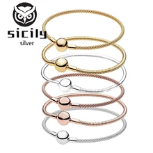 Сицилия аутентичный логотип Стерлинговое Серебро 925 пробы pan очаровательный браслет на цепочке для женщин модный роскошный браслет со змеей ювелирные изделия