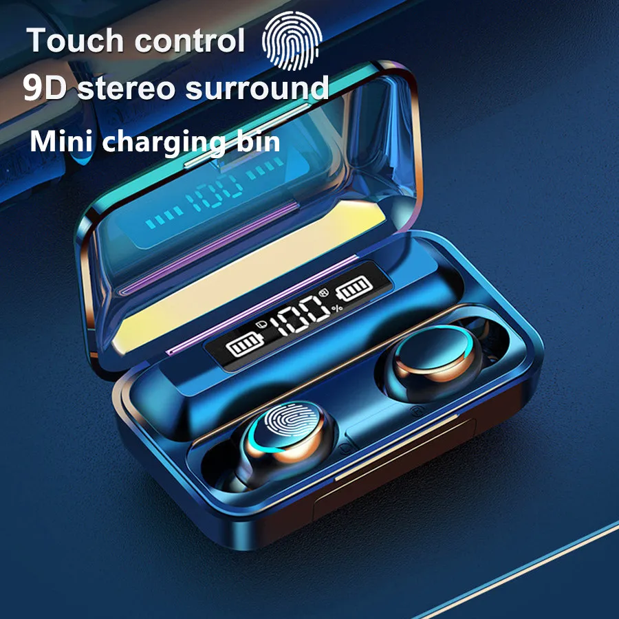 5.0 Earphones Touch F9 TWS Bluetooth Control Auto Boot Headphone with Mic Noice Cancelling Sport Earbuds for Smartphone | Электроника