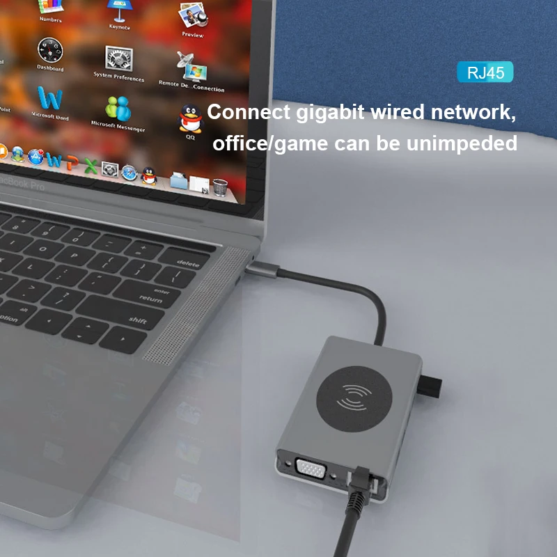 USB C Docking Station 14in1 Type C to HDMI-compatible VGA RJ45 USB3.0 SD/TF Card Reader With PD Charging For Macbook Pro USB Hub