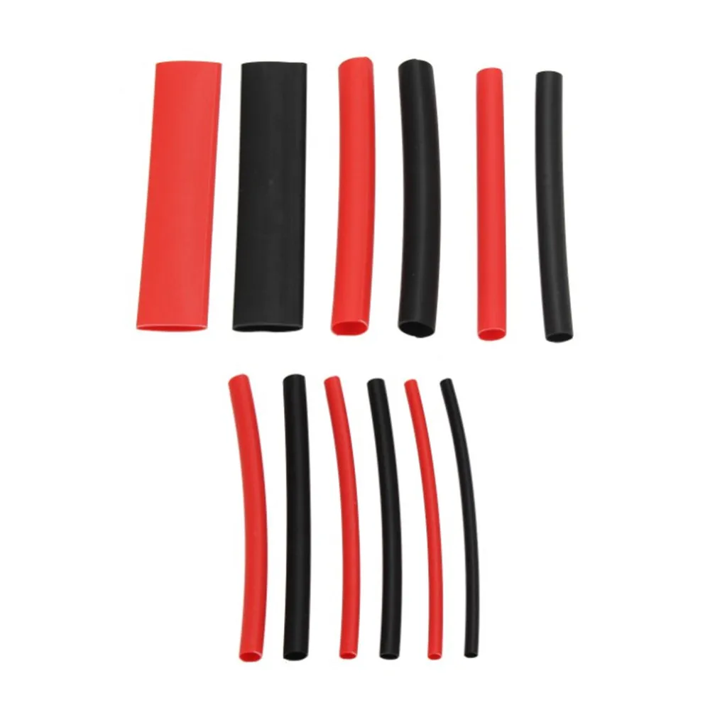 130PCS 6 Sizes 3: 1 Black And Red Dual Wall Adhesive PVC Heat ShrinkTubing Kit